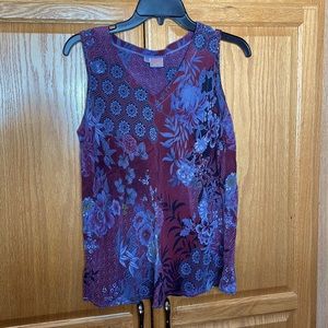Tianello XS sleeveless top in EUC 100%washable silk purple grey wine black rich